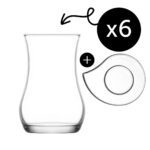 Set de 6 Cesti de Ceai+6 Farfurii, LAV, Model Eva, 170 ml, 12 Piese, 6 Cesti + 6 Farfurii