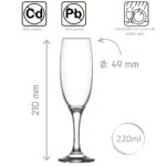 Set 6 pahare cu picior 220ml Model LAV Empire pentru sampanie, vin spumant - imagine 3