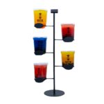 Suport Metalic pentru Ceai cu Bule, 5 Pahare, Design Robust si Elegant
