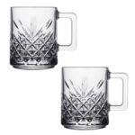 Set de 2 Cani cu Maner Timeless, Pasabahce, Design Cristal, ideal pentru Bauturi Calde si Reci, 315ml