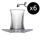 Set 6 Cesti de Ceai cu farfurioare, Pasabahce, Model Elysia, Callitate Extra, 170 ml