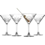 Set 4 Pahare Martini Pasabahce Timeless, 230 ml, Sticla Transparenta, Calitate Extra, Design Elegant cu Picior