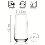 Set 6 pahare 480ml Model LAV LAL pentru apa, limonada, ceai cu gheata, bauturi racoritoare - imagine 5