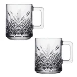 Set de 2 Cani cu Maner Timeless, Pasabahce, Design Cristal, ideal pentru Bauturi Calde si Reci, 250ml